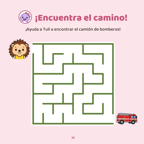 El laberinto – Página de «Tuli visita el parque de bomberos»